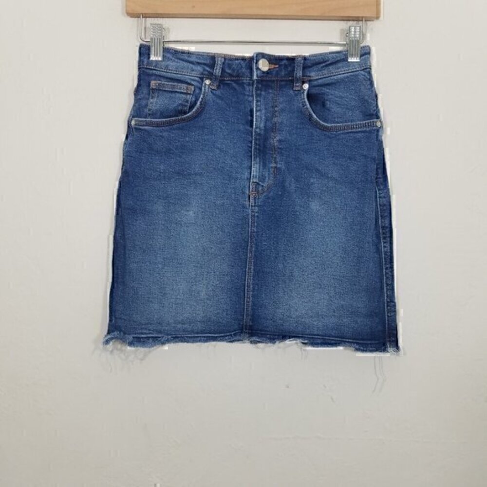 Zara Denim Mini Skirt Stretch Blue Size XS